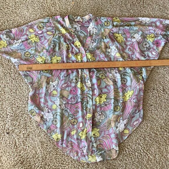 Badgley Mischka Floral Chiffon Sheer Blouse Tunic Top Women’s L/XL - Picture 13 of 16